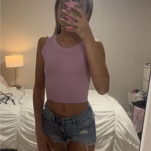 Urban outfitters high neck pink ribbed crop top